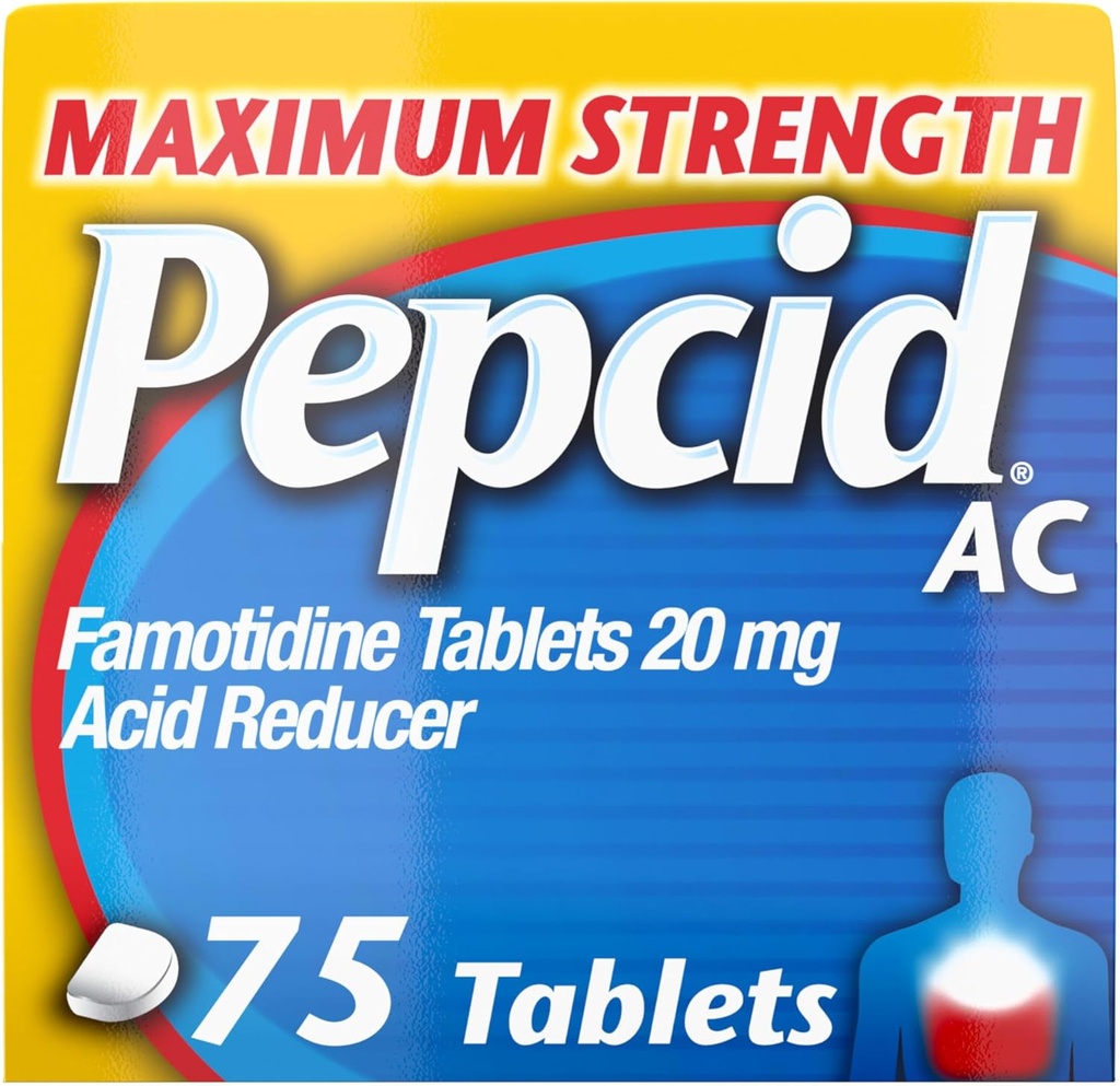 Pepcid AC maximum Strength Heartburn Relief Tabletleri, OTC Tıp Önlemler ve Relieves Heartburn Asit İndigestion nedeniyle 20 mg Famotidine Asit Özellikleri, Hızlı Teklif, 75 Ct