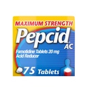 Pepcid AC Maximum Strength Heartburn Relief Tablets, OTC Medicine Αποτρέπει & Ανακουφίζει Heartburn Λόγω της οξείας δυσπεψίας, 20mg Famotidine Acid Reducer, ταχείας δράσης, 75 Ct