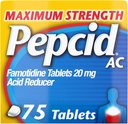 Pepcid AC maximum Strength Heartburn Relief Tabletleri, OTC Tıp Önlemler ve Relieves Heartburn Asit İndigestion nedeniyle 20 mg Famotidine Asit Özellikleri, Hızlı Teklif, 75 Ct