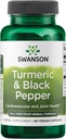 Swanson Turmeric & Black Pepper - Organik Ortak Sağlık, Kalp Sağlığı, Digestion, & Liver Support Supplement - Gelişen Bioavailability & Abxia için Doğal Formula - (60 Veggie Capsules)