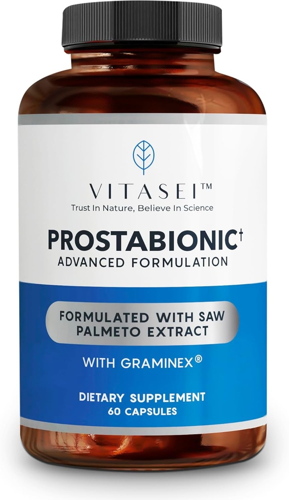 VITASEI Prostabionic Prostate Dietary Supplements for Men W/Saw Palmetto, Bio-quercetin & Pygeum Africanum, Reduce Bathroom Trips - 60 Capsules