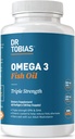 Dr. Tobias Omega 3 Fish Oil, 2000 mg Triple Strength with 800 mg EPA 600 mg DHA Per Service, Fish Oil Omega 3 Supplements for Heart, Brain & Immune Support, 60 Softgels, 30 Servisler