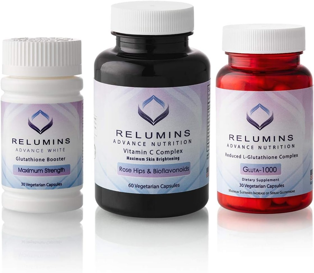 Relumins Advance Nutrition 3Bottle Supplement Set – Gluta 1000, Azaltathione, C MAX, Immune Function & General Wellness – Vegan, Halal, Kosher, cGMP sertifikalı