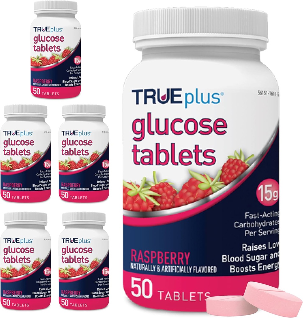 TRUEplus® Glucose Tabletleri, Raspberry Flavor - 50 Kont ( Borges 6)