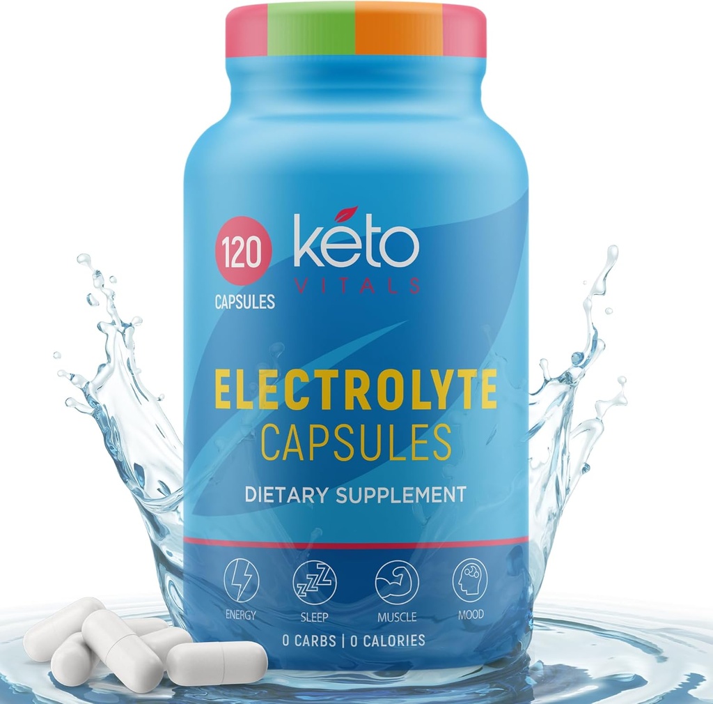 Keto Vitals Electrolyte Capsules | The Original Keto Electrolyte Pills Supplement | Salt Electrolyte Tabletler Hydration | Calorie-Free | Carb-Free KetoVitals Electrolyte Capsules
