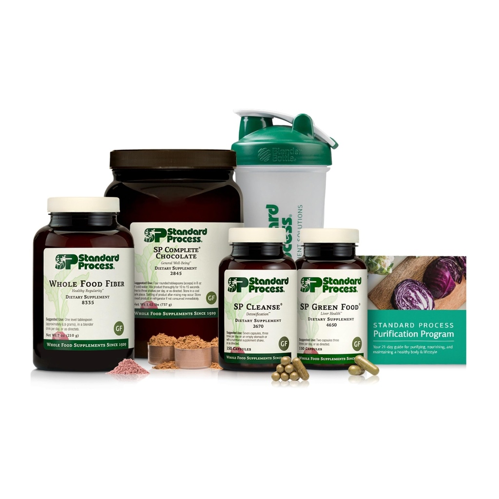 Standard Process Purification Kit with SP Complete & Whole-food Fiber - Detox & Liver Support - Sağlıklı bir Vücut - 21 Günlük Program - Chocolate