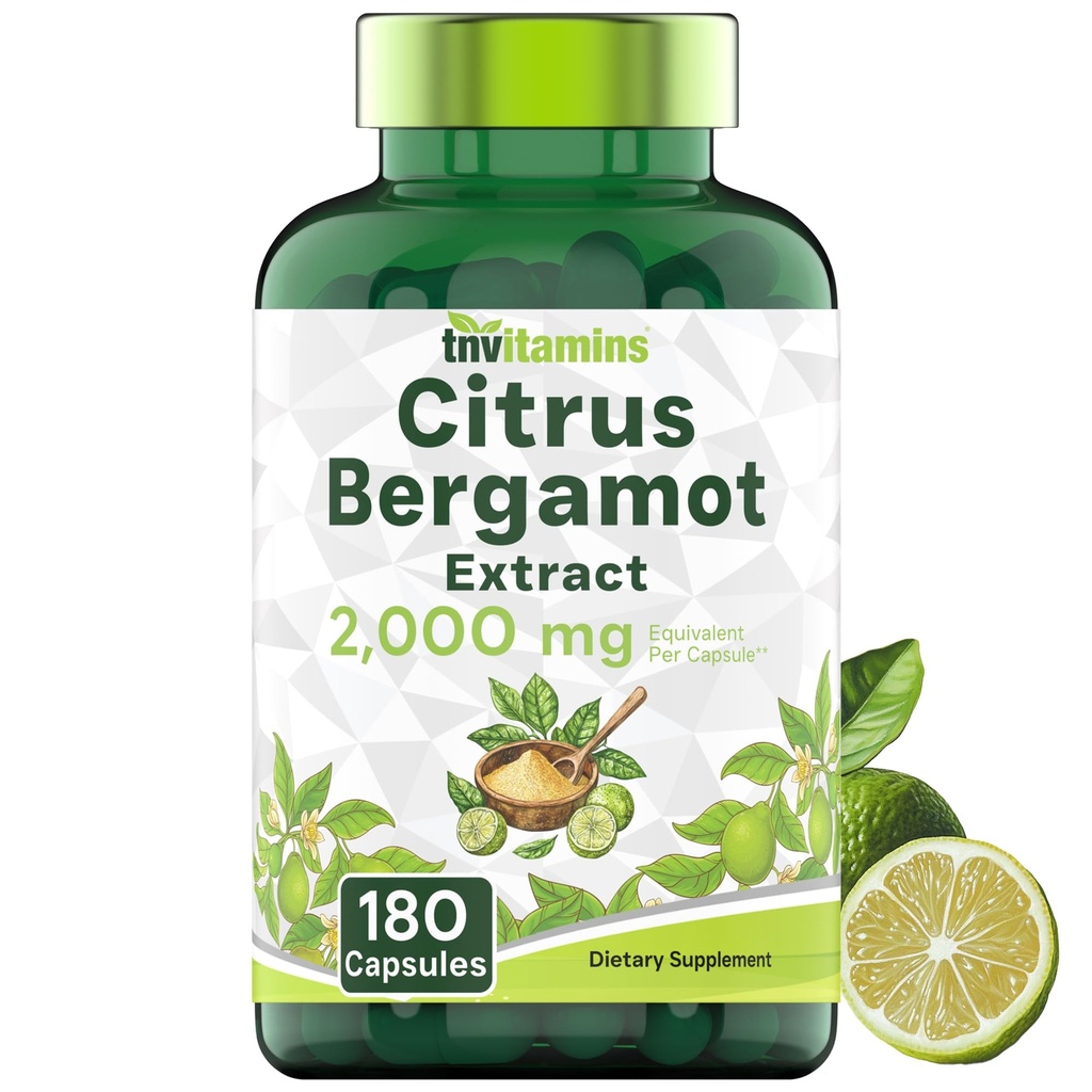 Tnvitamins Citrus Bergamot 2000 mg - 180 Capsules | Ultra Potent Citrus Bergamot Supplement 2000 mg Per 1 Capsule Servisi | 6 Ay Supply! | ABD'de Yapılacaklar!