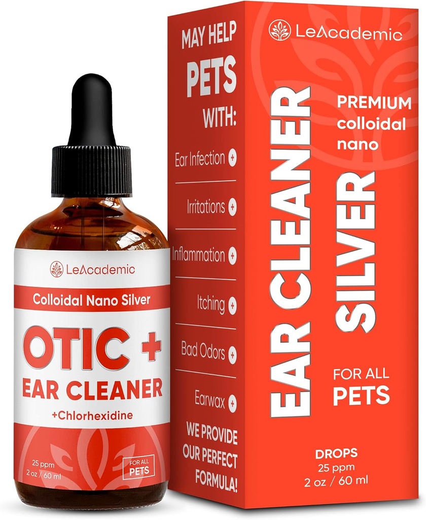 Köpek Kulakı Temiz OTIC+ Çözüm | Köpek Kulak Enfeksiyonu Tedavisi | Gümüş Temiz & Chlorhexidine Kediyi Bırakıyor | Otic Irritations & Itchings in Pets | 2 Oz