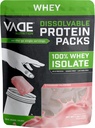 VADE Beslenme Engelli Protein Paketleri | Strawberry Milkshake Whey Isolate Protein Toz, On-Go, Low Carb, Low Calorie, Lactose Free, Gluten Free, Fat Free, Sugar Free, Lean, 30 Servisler