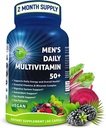Erkeklerin Günlük Multivitamin 50 Plus - Vegan Medeniyetli Erkekler için Çokvitamin - Saw Palmetto, Biotin, Organik Superfoods, Lutein - Eye, Energy, Gut, Health Support - Easy to Swallow Capsules