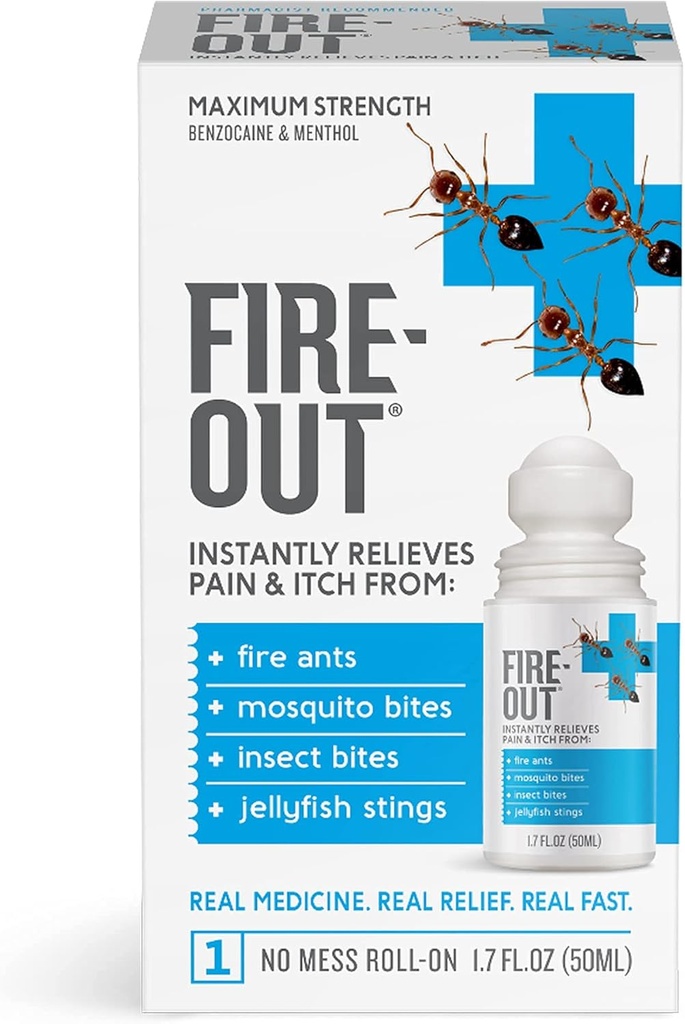 Fire Ant Stings ve Bug Bites'ten Anında İlk Yardım Ağrısı, 1.7 Ounce Roll-OnOn
