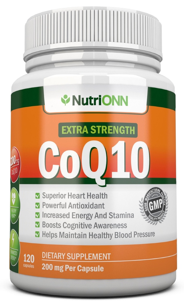 CoQ10 200 mg (Çift Güçlü), 120 Capsules - Yüksek Abhidrasyon Coenzyme Q10 - Bilimsel olarak Proven Ekstra Güçlü CoQ10 Ubiquinone - 4 Ay Supply