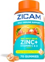 Zicam Daily Immune Support, Gummy Supplement, çinko, C ve Vitamin D, Citrus Strawberry Flavor, 70 Kont