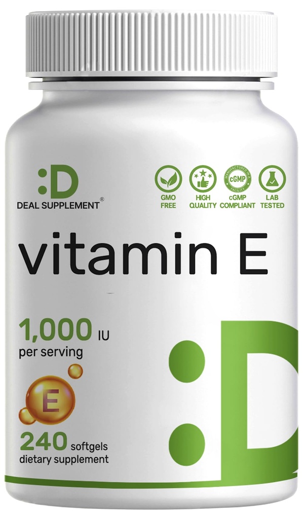 E Vitaminler, 1000 IU Per Servis, 240 Softgels – Ekstra Güç Antioksi Koruma – Bio available Stable Form – Skin, Heart, Brain, & Immune Support – Non-GMOMO