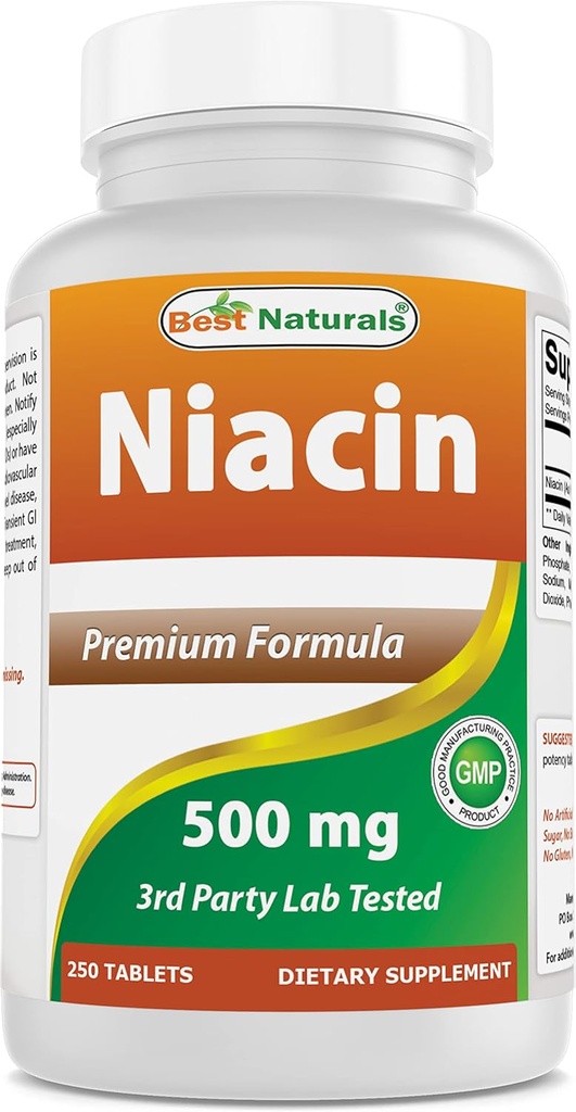 En iyi Naturals Niacin 500 mg 250 Tablet - Ayrıca Called Vitamin B3 (250 Kont)