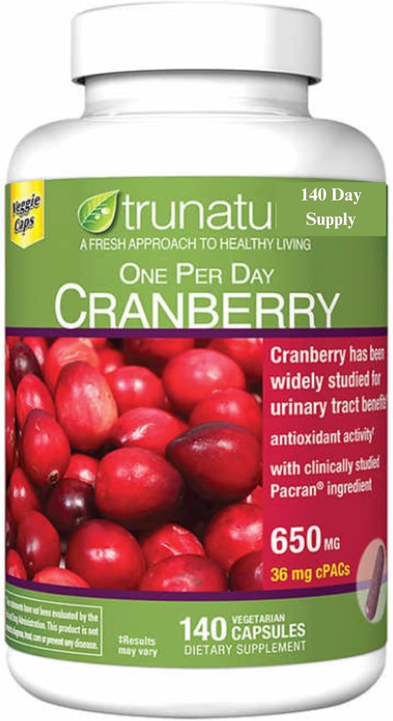 Cranberry 650 mg Συμβατό με τη Φύση, 140 κάψουλες χορτοφάγων, 140 ημέρες προσφοράς