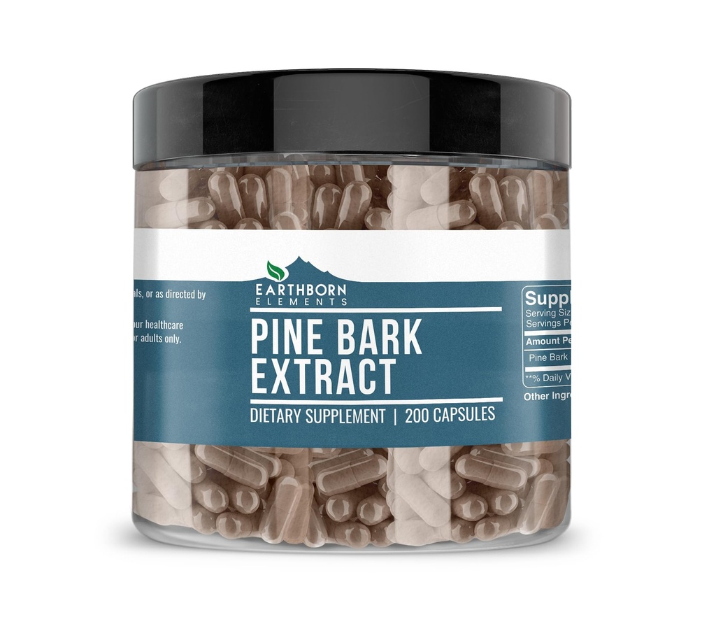 Earthborn Elements Pine Bark Extract, 200 κάψουλες, καθαρό & μη αραιωμένο, χωρίς πρόσθετα