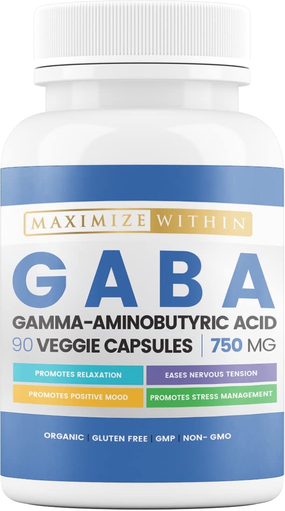 Maximum Slim GABA Gamma-Aminobutyric Acid - Neurotransmitter & Brain Health Support - 1 Count, 750mg