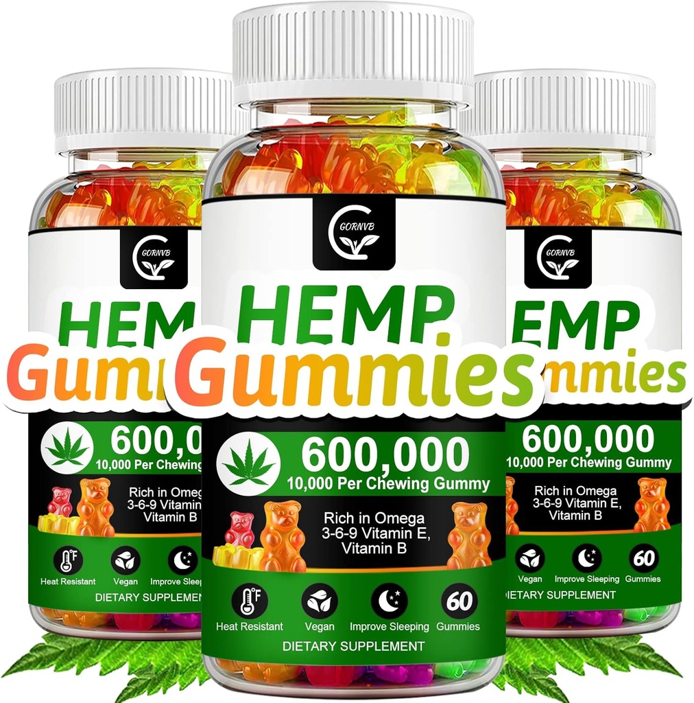 (3 Pack) Yüksek Potency Hemp Gummies 00.000 Ekstra Güçlü - Stres, Uyku, Mood, Calming, Focus, Relaxation Supplements, 100% Natural Hemp Oil Extract Infüzyon Gummies, Vegan, Non-GMO, Gluten-Free-GMO, Gluten-Free-GMO, Gluten-Free-GMO,