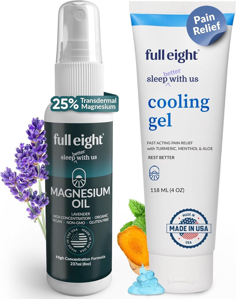 Σπρέι λαδιού μαγνησίου & Gel ψύξης Bund Gel ψύξης με κουρκούμη, μενθόλη, αλόη 4 oz & έλαιο μαγνησίου Spray για τους μυς & Cramps 8 oz