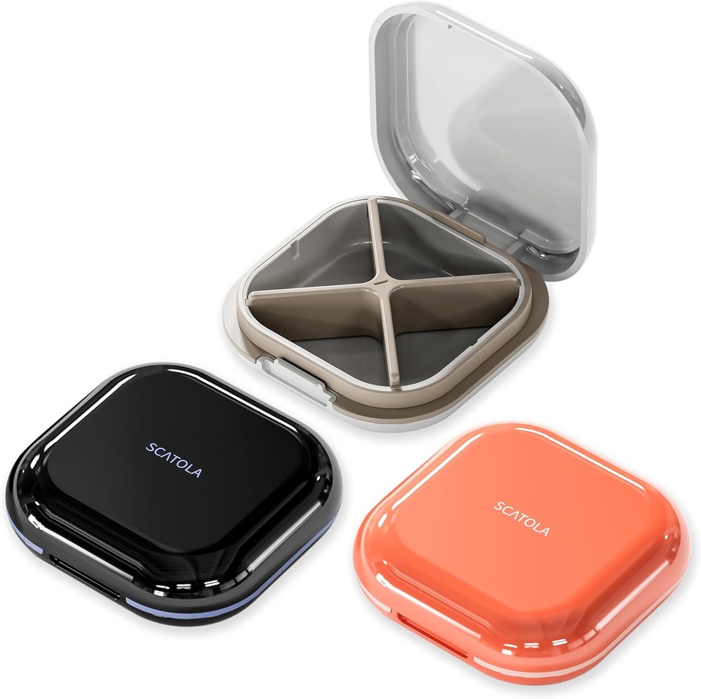 Küçük Pill Case 4 Karşılaştırmalı Işık Grey Pink ve Black Set of 3