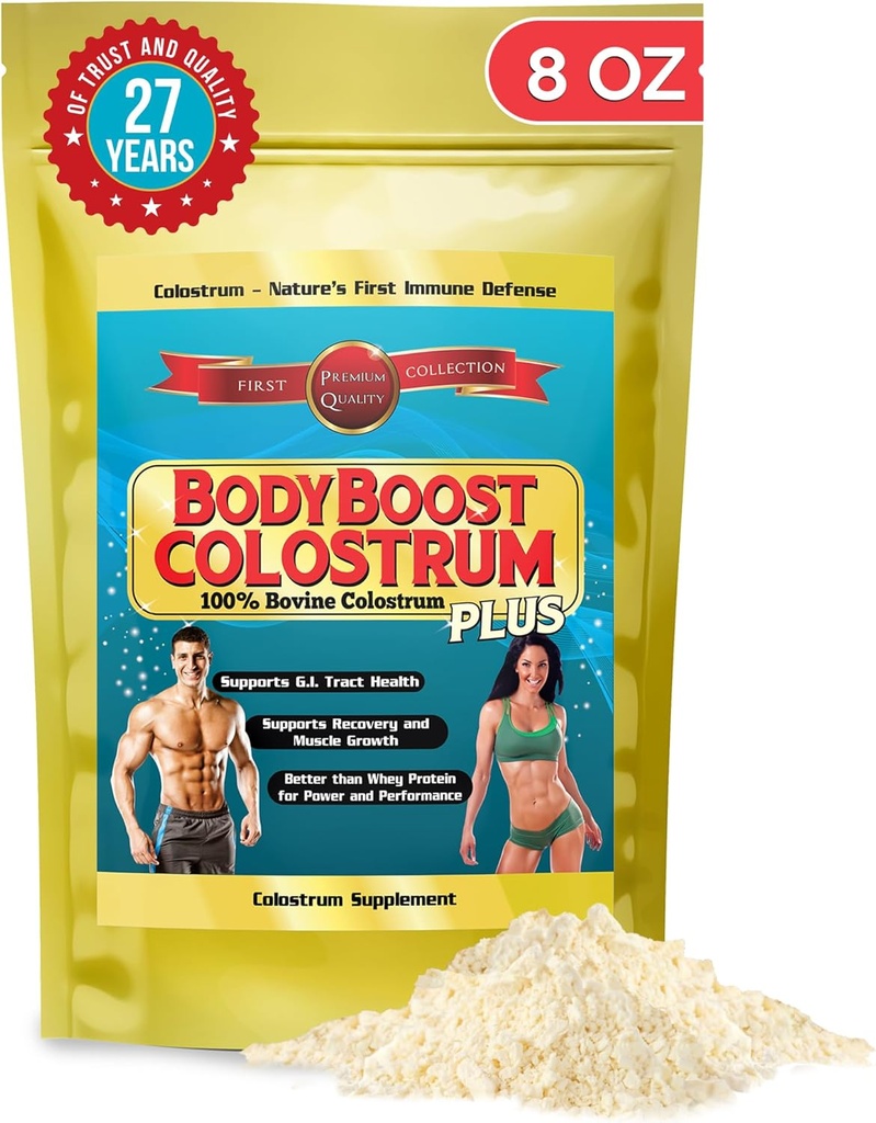 BodyBoost Colostrum Whole, 100% Bovine Colostrum Toz, Immune ATM Supplement with Immunoglobulin & Lactoferrin,Grass Fed Colostrum, Food for Gut Health & Muscle growth, Diverse Intake, 8 oz