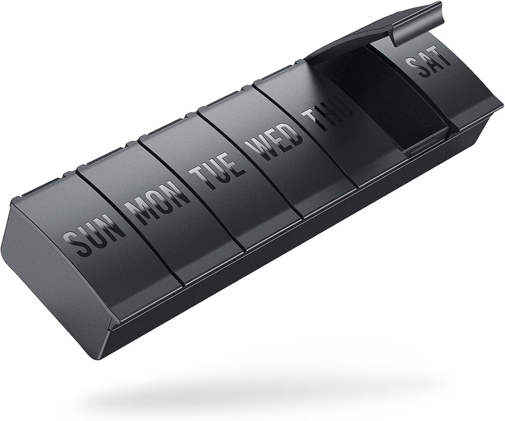 Barhon Pill Organizer Büyük, Haftalık Tıp Pill Organizers, 7 Gün Pills Box Büyük Vitamin Supplements Fish Oil, Black