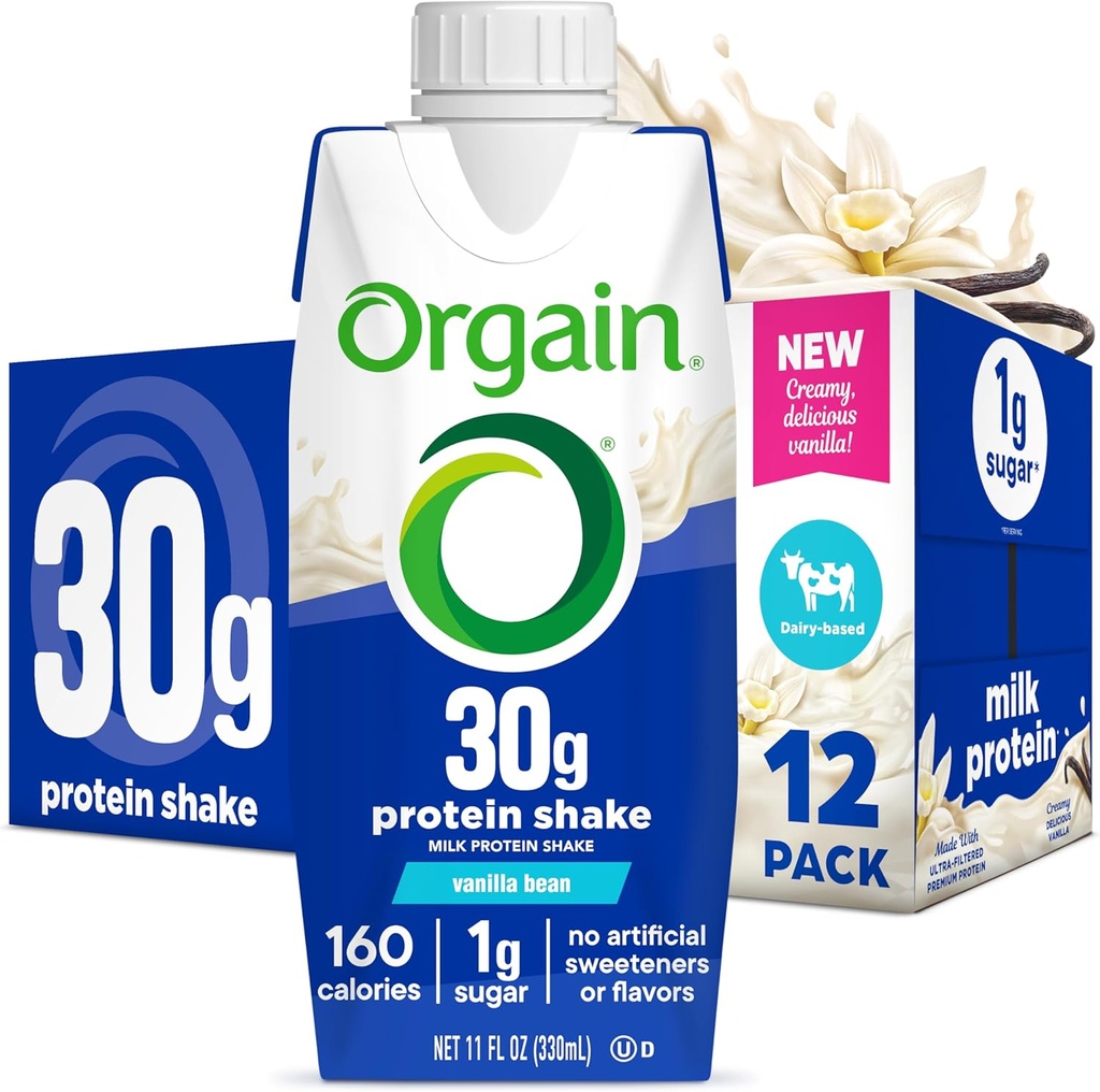 Ya da 30g Yüksek Protein Shake, Dairy Isolate Milk Protein, Vanilla Bean, 5g BCAAs, 1g Sugar Per Service, Mealchange, Iluten-Free 11 Fl Oz (Brook of 12)