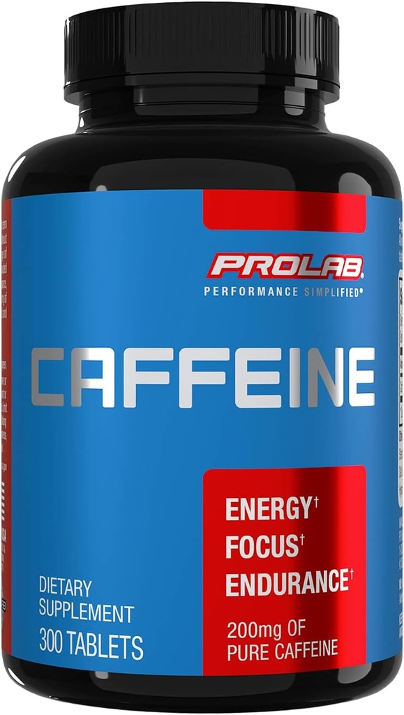 ProLab Caffeine Tabletleri 200 mg - 300ct | Enerji Desteği, Gelişen Endurance & mental Focus, Fatigue, Pre-Workout, Ekstra Kuvvetigue, Pre-Workout, Extra Strength