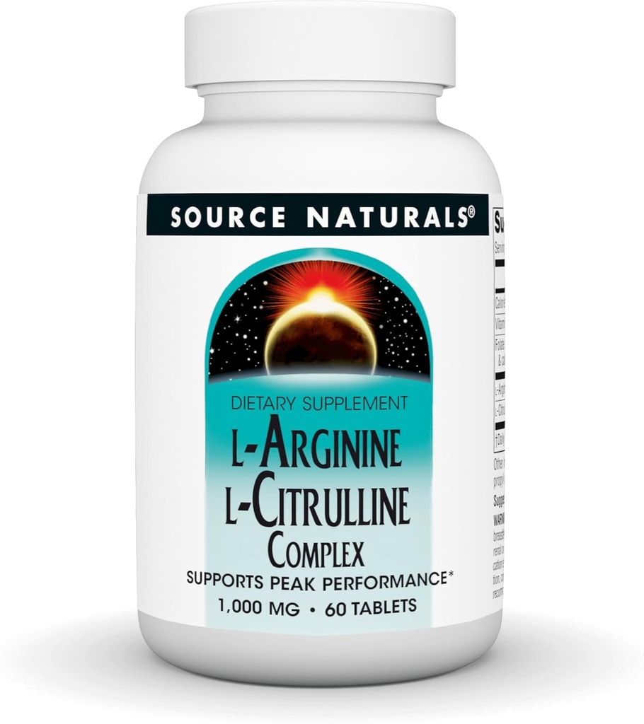 Source Naturals L-Arginine L-Citrulline Kompleksi 1000 mg Essential Amino Asit Supplement - 60 Tablet