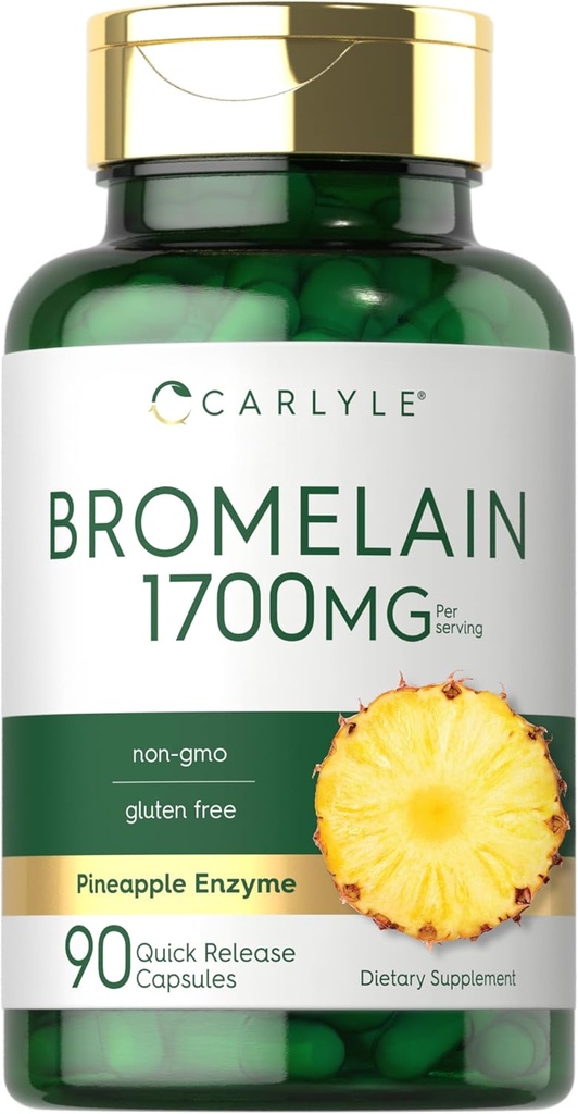 Carlyle Bromelain 1700 mg | 90 Capsules | Pineapple Enzyme Supplement | Non-GMO ve Gluten Free