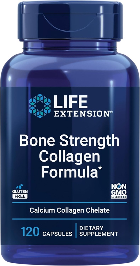 Life Extension Bone Strength Collagen Formula, Steel Collagen chelate,uba fuctoborate, D3, Magnezyum Citrate, Silikon, Boron, Gluten-Free, Non-GMO, 120 Capsules