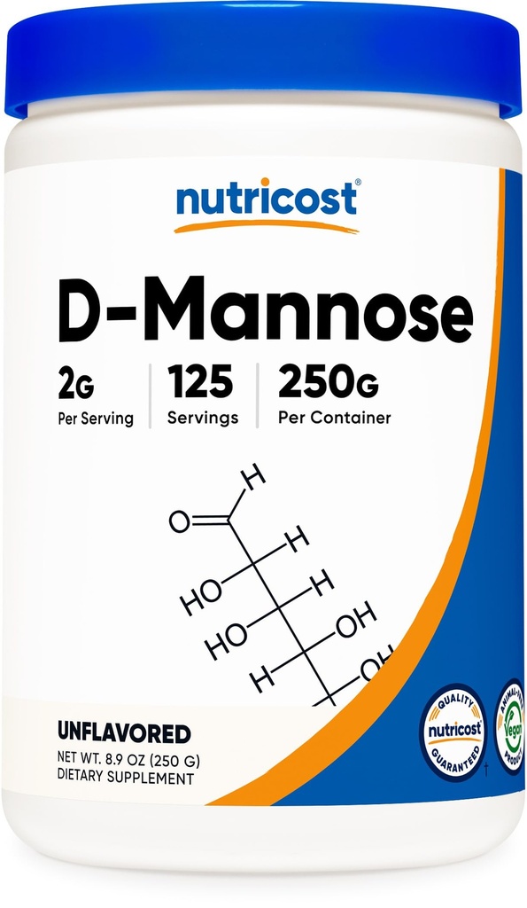 Nutricost D-Mannose σκόνη 250 γραμμάρια - Μη ΓΤΟ και χωρίς γλουτένη