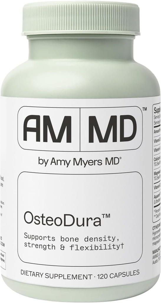 Amy Myers MD OsteoDura - Bone Growth & Flexability Support Supplement - Sea Minerals & Vitamin K2 - Bone Health Formula - 120 Capsules (60 Hizmet)