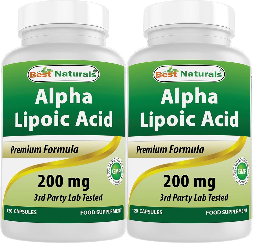 Best Naturals Alpha Lipoic Acid 200 Mg 120 Κάψουλες (120 Count (Pack of 2))