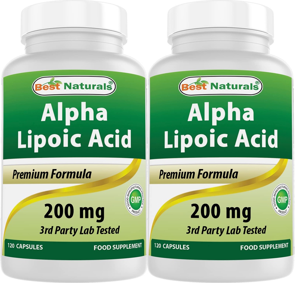 En İyi Doğallar Alpha Lipoic Acid 200 Mg 120 Capsules (120 Kont (Pack of 2))