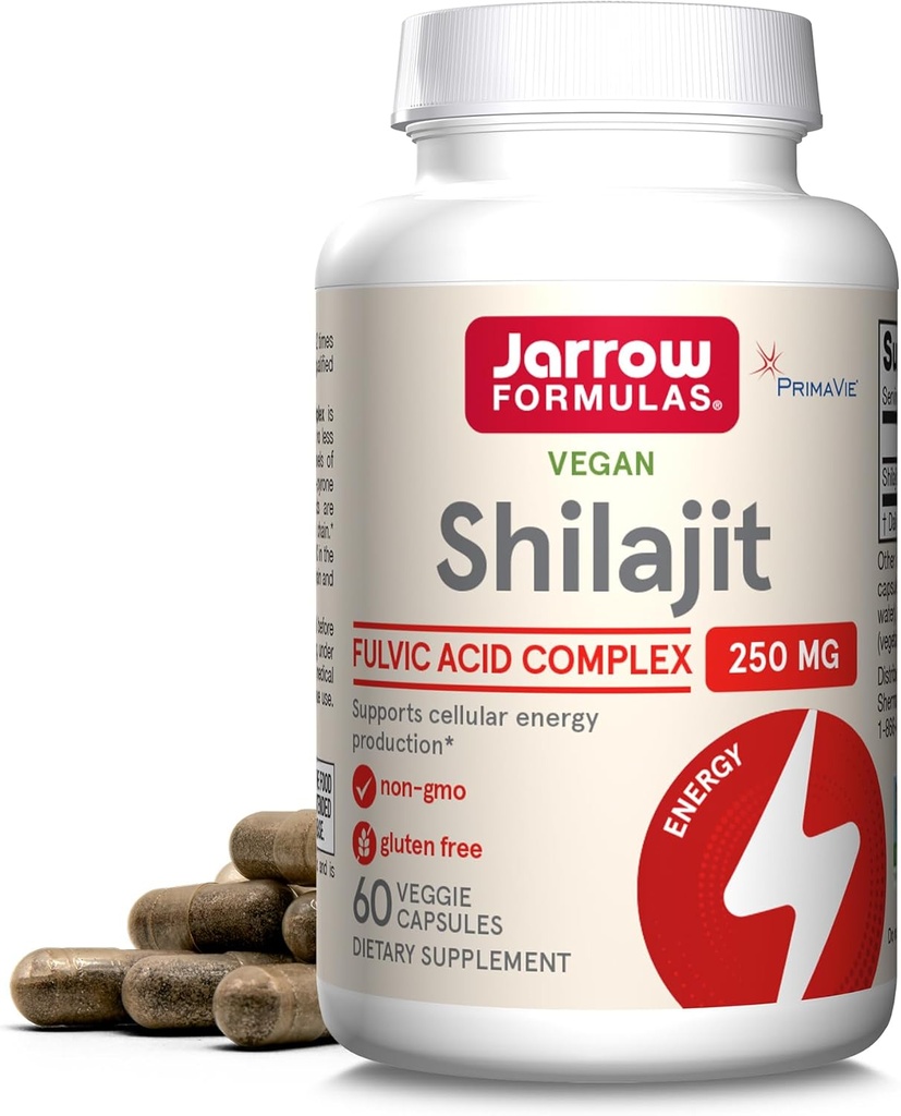 Jarow Formulas® Shilajit 250 mg, Συμπλήρωμα διατροφής, Σύμπλεγμα οξέος Shilajit για την παραγωγή Cellular Energy, 60 κάψουλες Veggie, 60 ημέρες προσφοράς