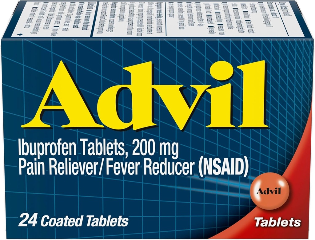 Advil Ağrı Reliever ve Ateşleme, Ibuprofen 200 mg Ağrı Yardımı - 24 Kaplamalı Tabletler
