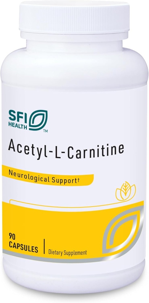 Klaire Laboratuvarları SFI Health Acetyl-L-Carnitine 500 mg - Hipoallergenik Acetyl L-Carnitine Supplement - Bilişsel Sağlık, Enerji Üretimi ve Beyin Desteği (90 Capsules)