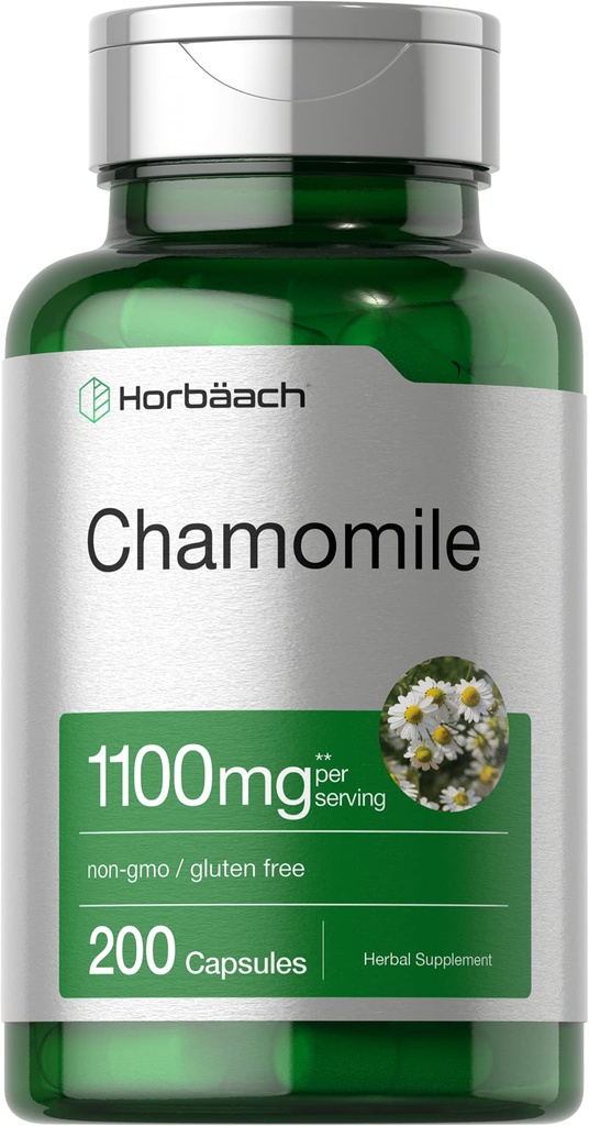 Horbäach Chamomile Flower Extract | 200 Pills | 1100 mg Capsules | Non-GMO, Gluten Free Supplement Supplement Supplement