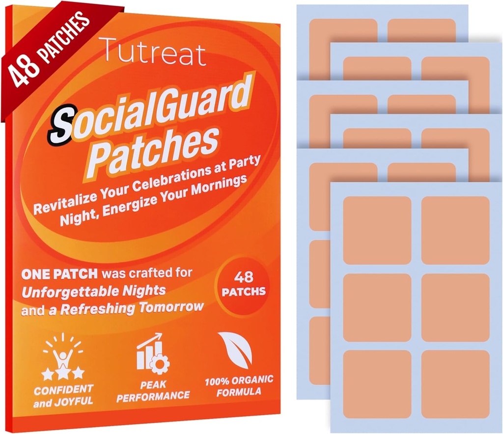 48-Pack SocialGuard Party Recovery Patches: Essential Patch Kit for weekend Tatil kutlama Geceleri - Kadınlar için Büyük Arkadaş Ailesi (1Box)