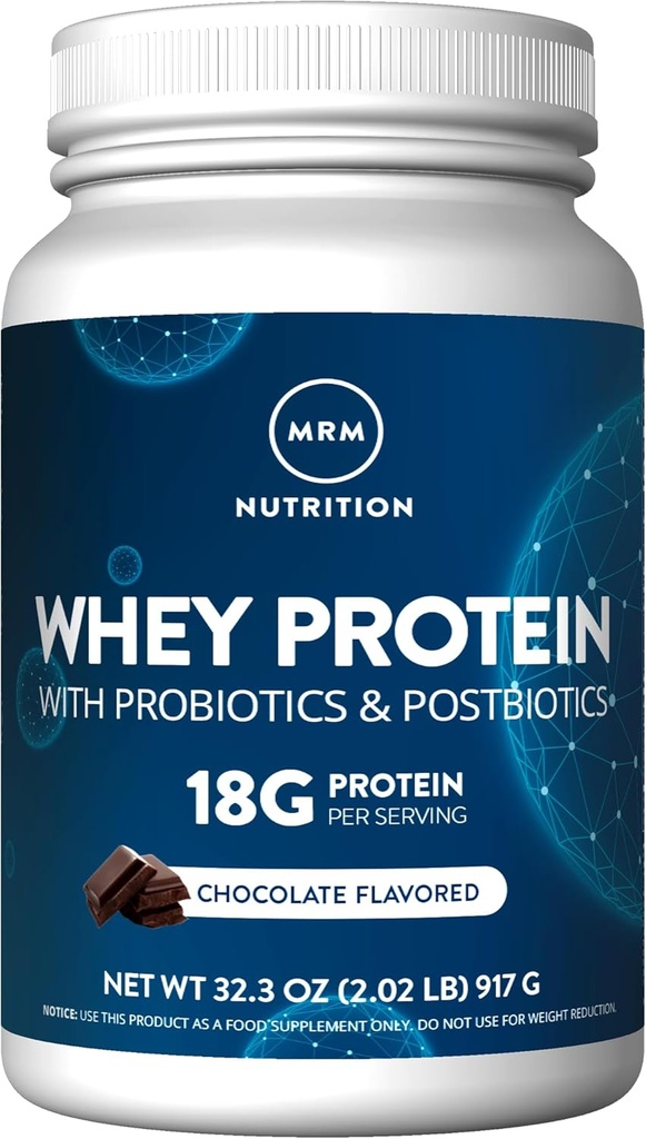 MRM Beslenme Whey proteini | Chocolate Flavored |18g protein | 2 Milyar probiyotikler + Digestive enzimler + BCAAs | High Abxia + Digestion | Hormon + antibiyotik Ücretsiz | 33 Hizmetler