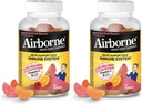 Airborne Vitamin C 750mg (ανά Σερβίρισμα) - Ποικιλόμορφες Τσίχλες Φρούτων (63 Count in a Bottle), Συμπλήρωμα Ανοσολογικής Υποστήριξης Χωρίς Γλουτένη με Βιταμίνες C E, Σελήνιο (Pack of 2)