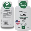 PRISTINE'S N-Acetyl L-Cysteine (NAC) 600MG 30-Day Supply Potent Lung & Liver Immunity Antioksi Capsules - Mood & Spirit Health Support Capsules