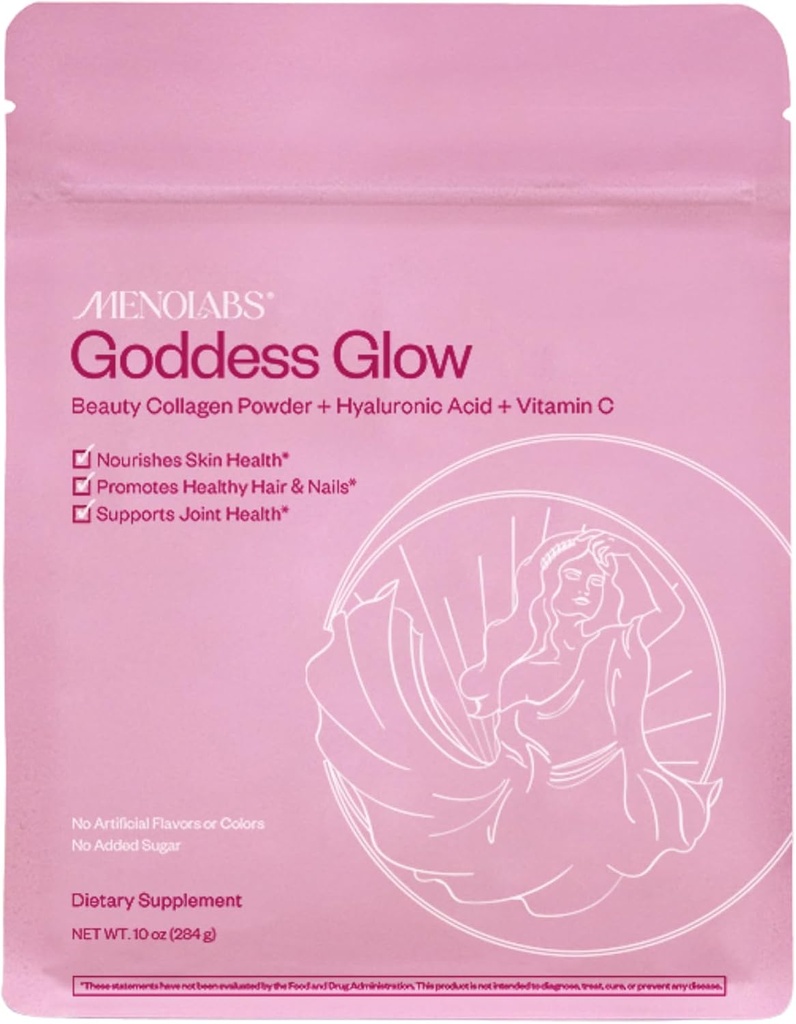 MENOLABS Goddess Glow Collagenvor Toz (Type I, III) - 14 Hizmetler (280 g) - Hyaluronic Acid & Vitamin C ile Kadınlar için Menopause Supplements - Unflavored