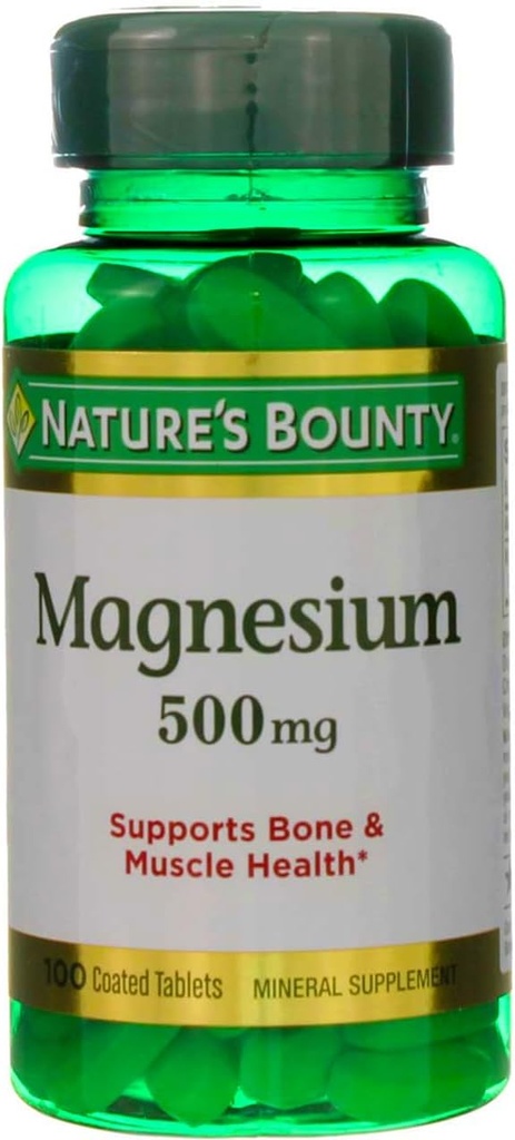 Nature's Bounty Magnesium 500 mg Tablets 100 ea (Pack of 2)