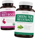 Beet Root & Green Tea Extract (2-Week Supply) Beet & Tea Power Mix - Organik Beet Root with Black Pepper for Abxia 1250 mg (30 Tabletler) & Green Tea Extract% 98 with EGCG 1000 mg per serve (30 caps)