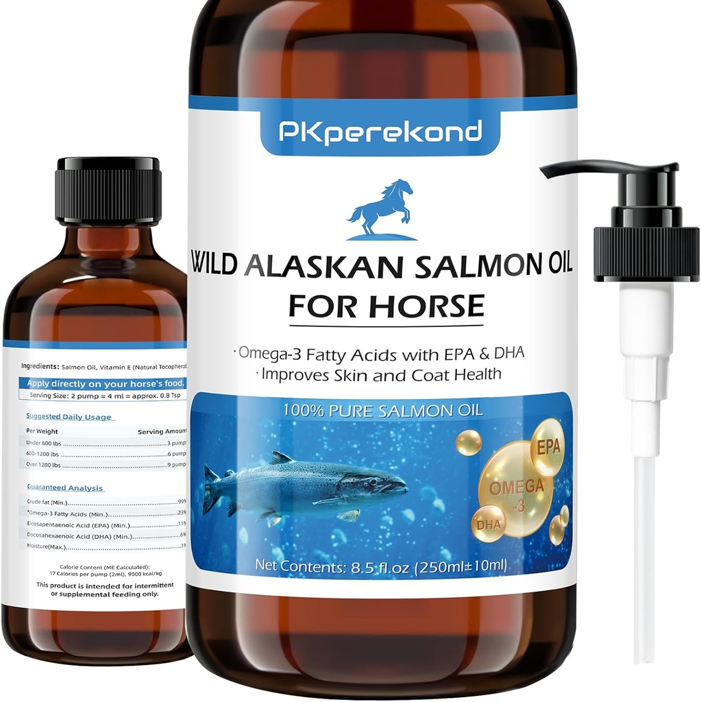 Vahşi Alaskan Salmon Oil For Horse, Itch Relief, Fish Oil Omega 3 EPA+DHA Fatty Asits, Skin & Coat Supplement For Horses, Support Joint Function, Immune & Heart Health