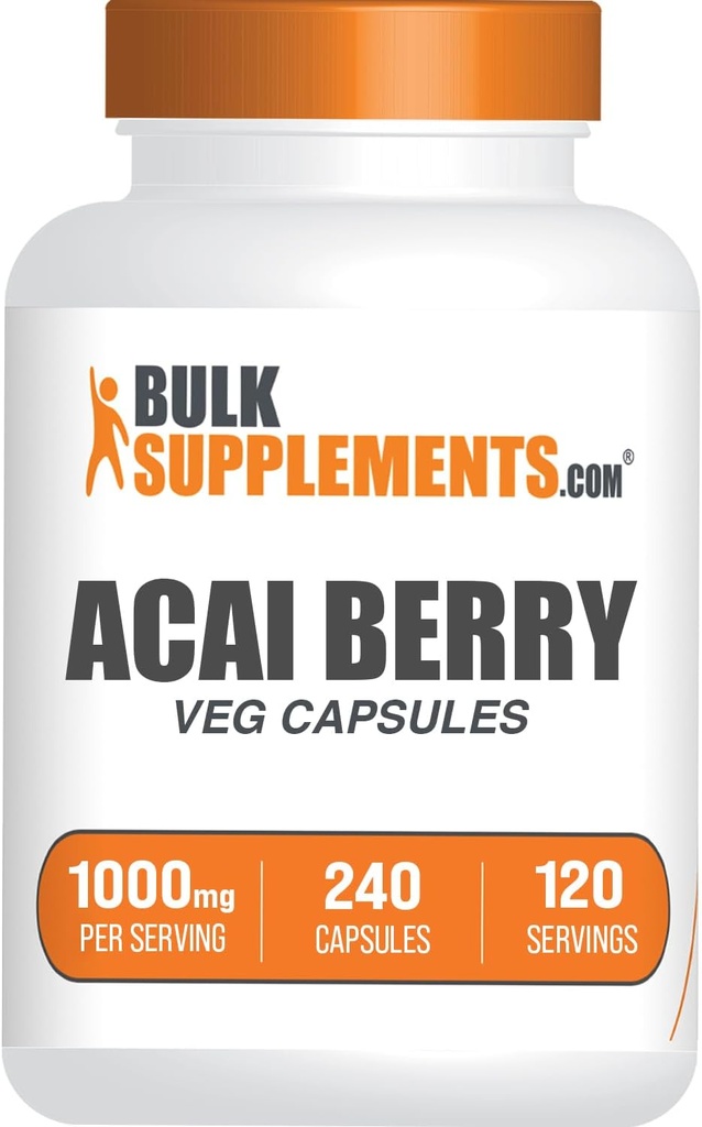 BulkSupplements.com Acai Berry Capsules - Acai Bery Supplement, for Immune Support, Acai Berry Ekstra 1000 mg - Gluten Free, 2 Capsules per Service, 240 Count (Pack of 1)