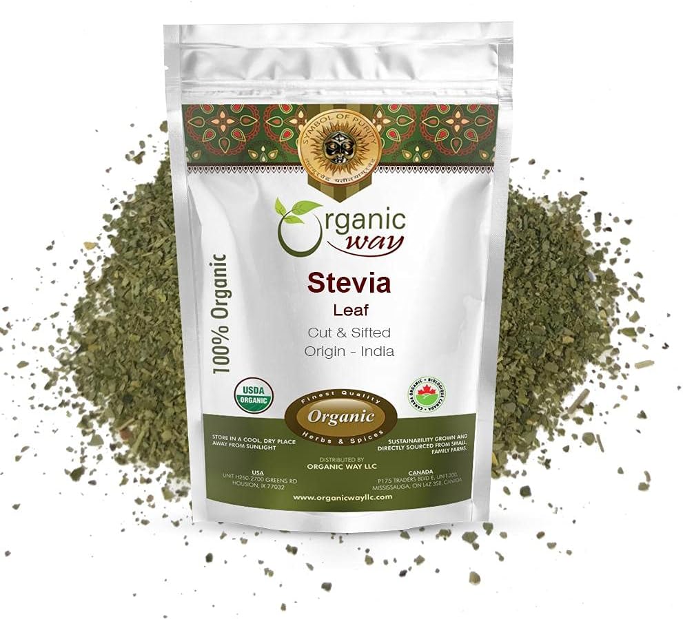 Organic Way Stevia Leaf Cut & Sifted (Stevia Rebaudiana) - Kosher & USDA Certified 
